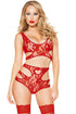 Sexy Cutout Red Lace Lingerie Set